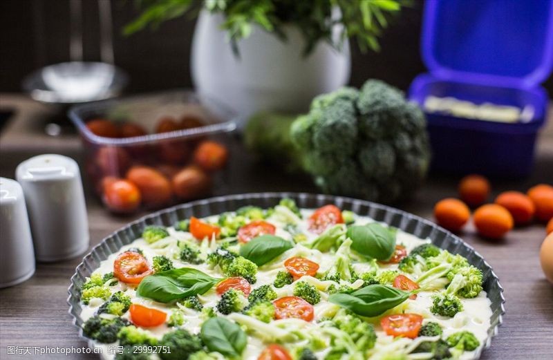 营养健康的蔬菜披萨