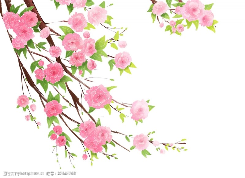 春天卡通卡通粉色花朵png元素