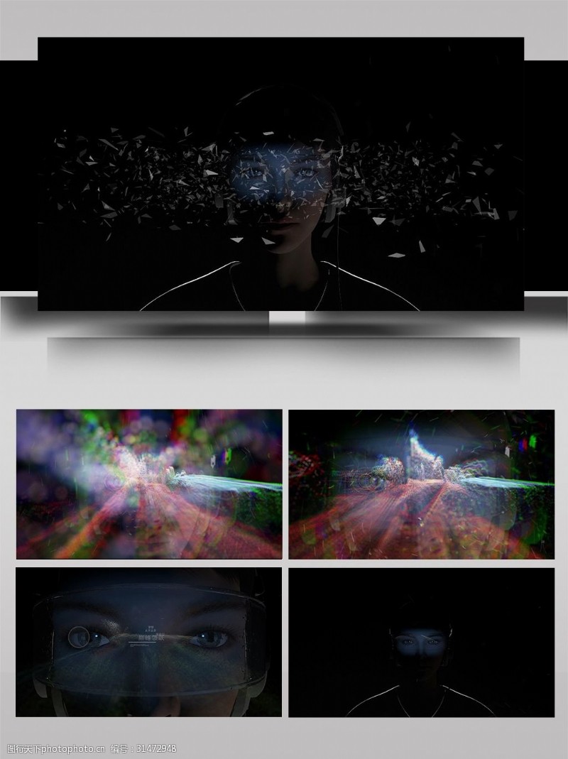 黑色背板虚拟现实抽象视觉展示ae模板