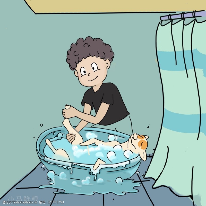 卡通宠物创意个性卡通狗洗澡