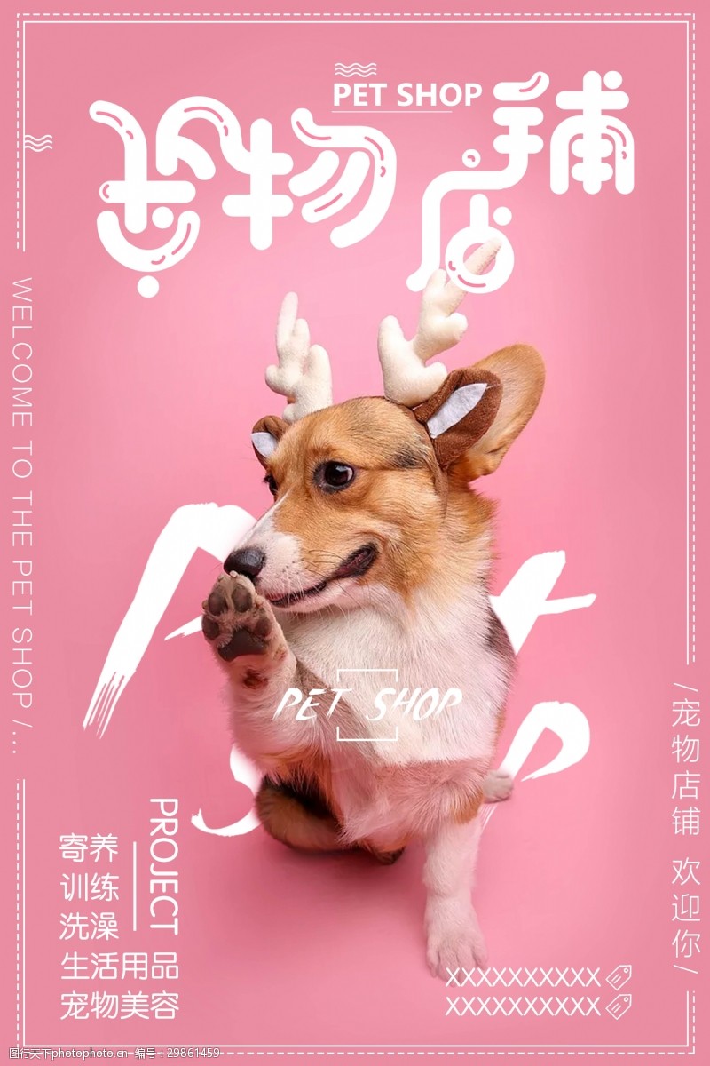 宠物海报可爱宠物美容促销海报