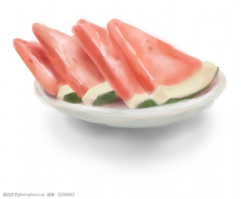 彩色手绘果汁插画手绘夏季水果西瓜