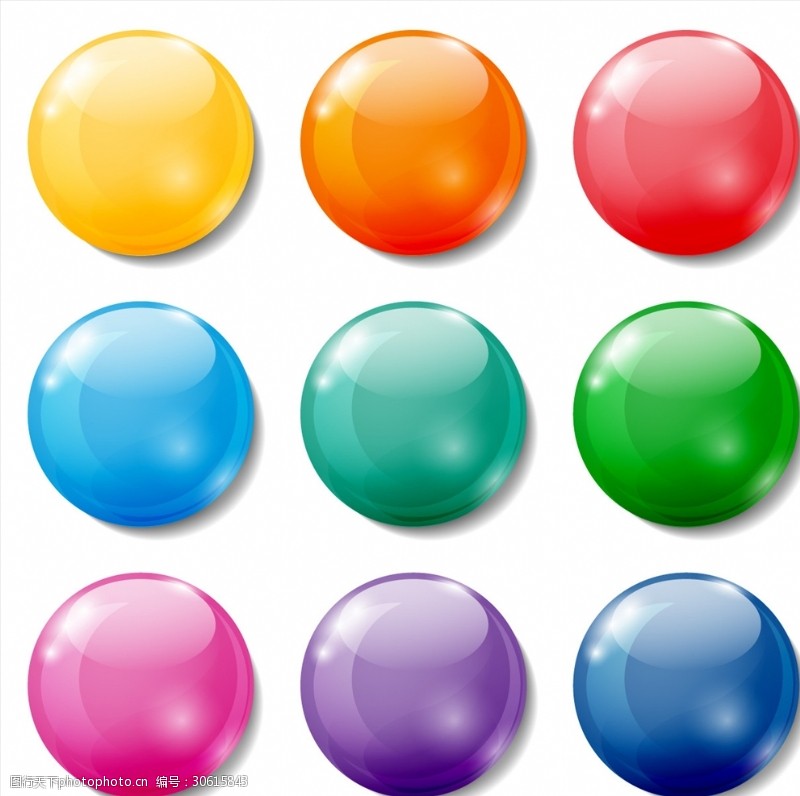 水晶按钮彩色水晶球按钮图标矢量素材