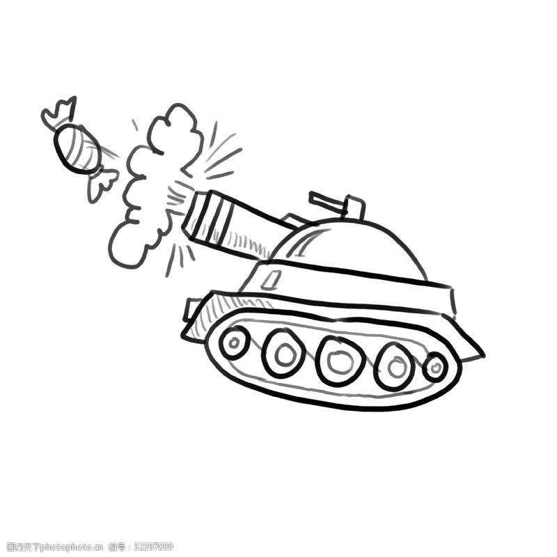 小快克儿童节简笔速写手绘涂鸦糖果坦克大炮
