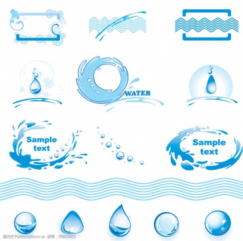 半透明矢量图水主题logo图形