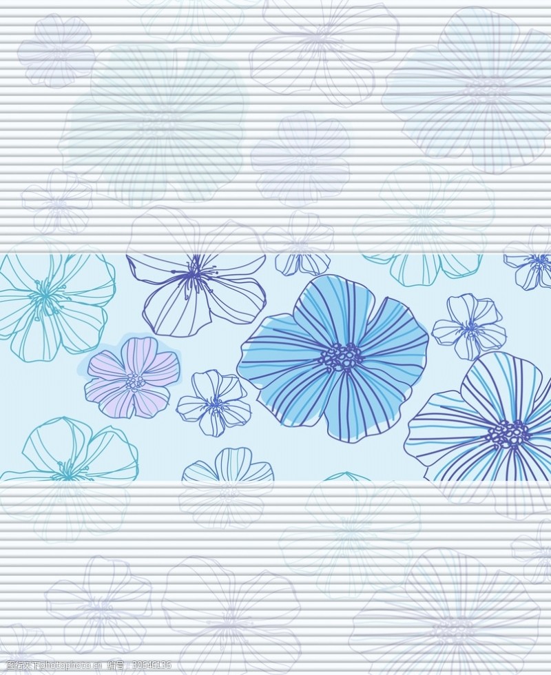 装修装饰图案花边花纹蓝色花朵