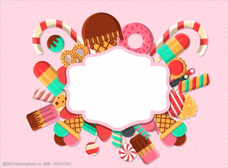 手绘爆米花矢量食物棒棒糖巧克力饼干糖果