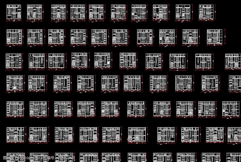 衣柜立面图CAD图块衣柜图集