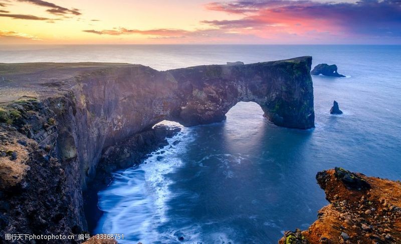 唯美海洋唯美冰岛夕阳风景