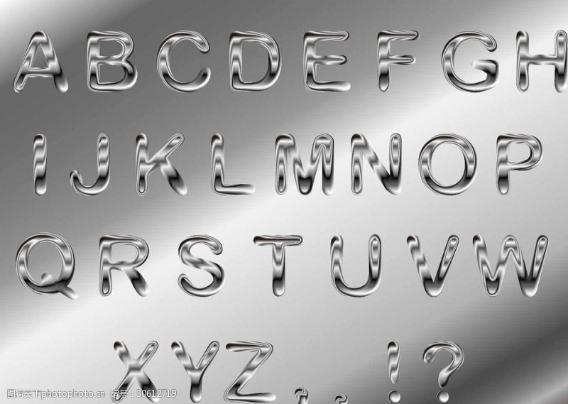 大写字母金属流光字母