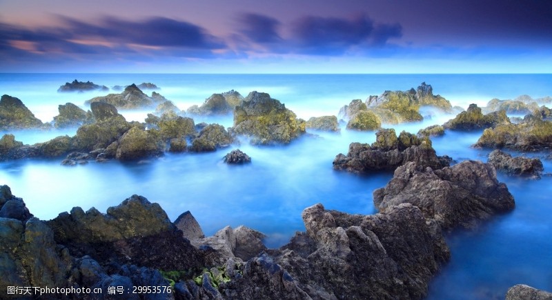 海边日落风景摄影绿色风景图片自然风光