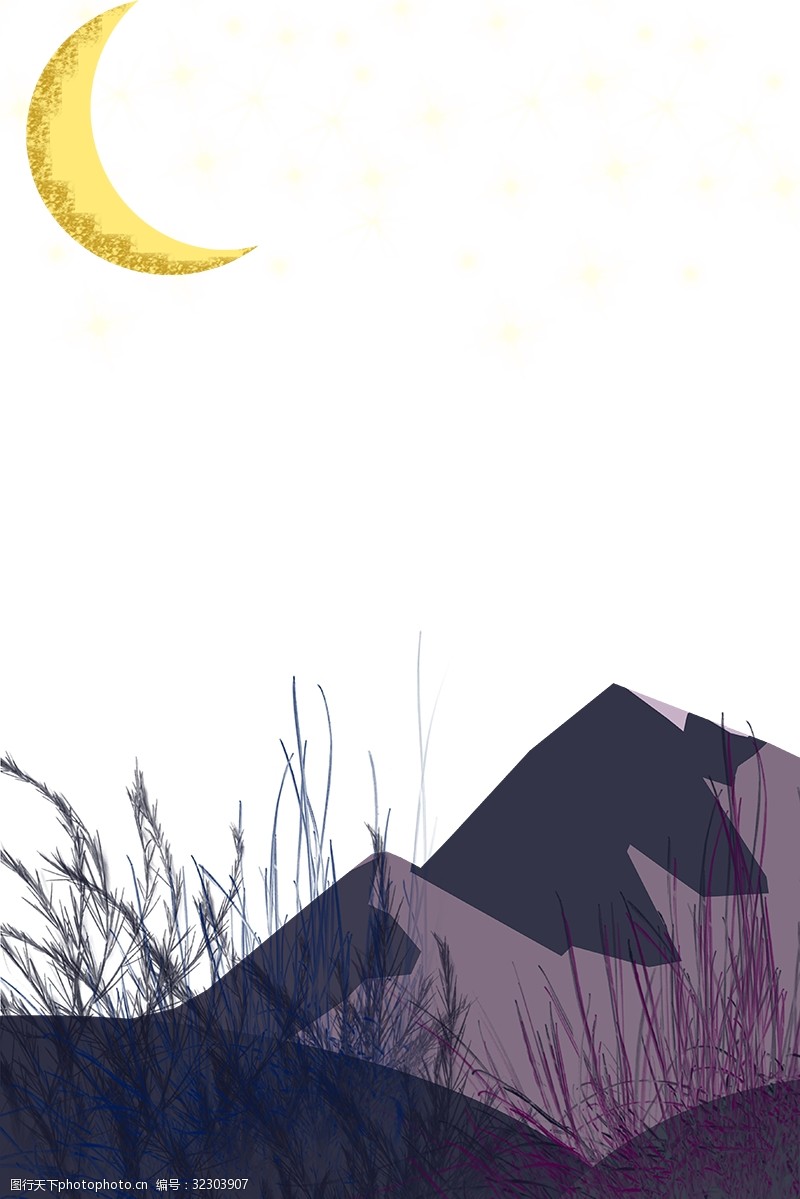 仲夏夜之梦之月亮下的荒原插画边框