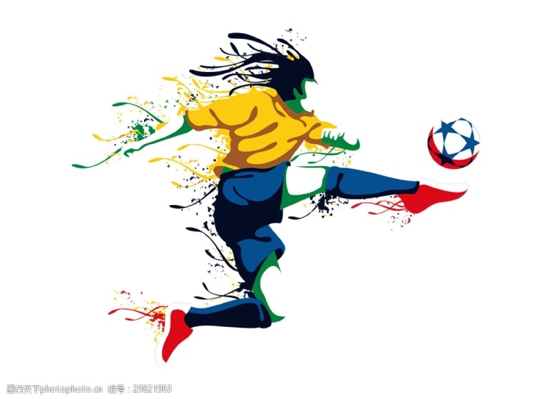 足球世界杯卡通彩色足球杯元素