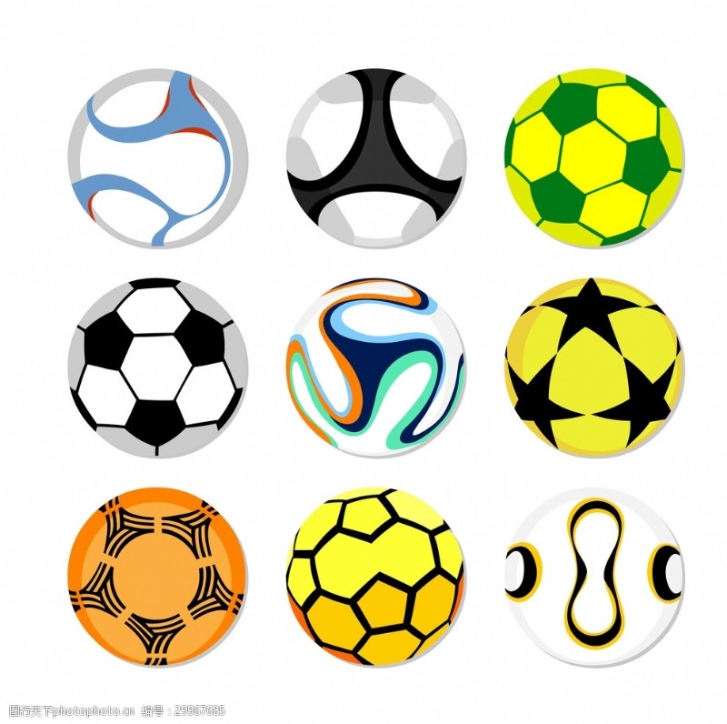 青年足球9个不同足球素材