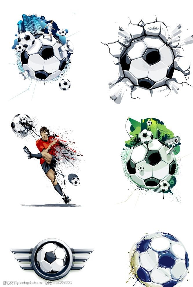 青年足球创意矢量足球设计