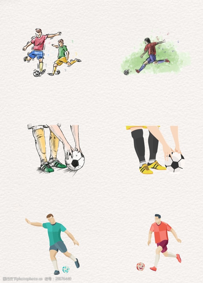 运动人物卡通手绘足球运动素材