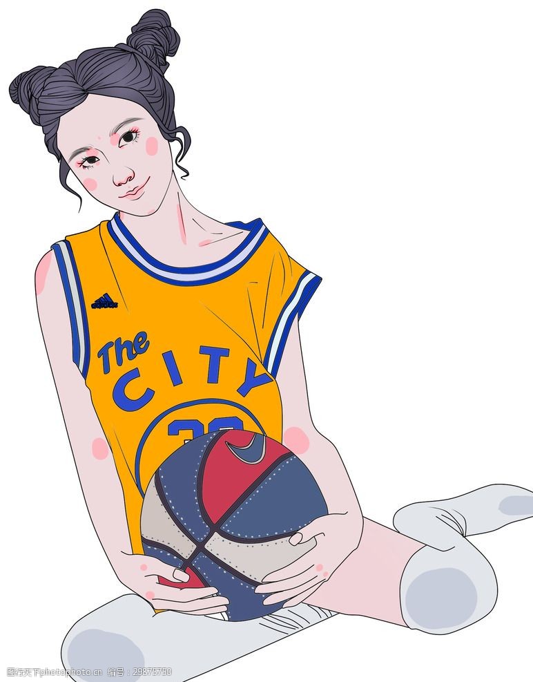 运动人物卡通漫画篮球少女