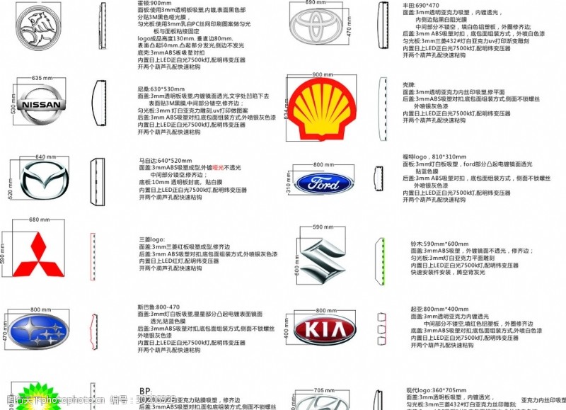 三菱广告汽车logo及刨面图工艺