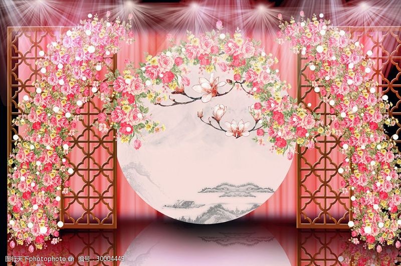 中式婚礼红色喜庆婚礼效果图