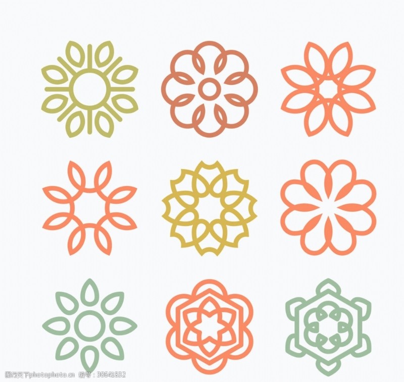 多边形抽象花朵标志