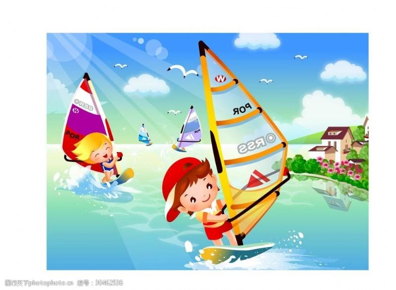 儿童卡通帆船
