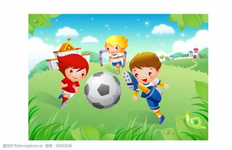 少年足球儿童卡通踢球