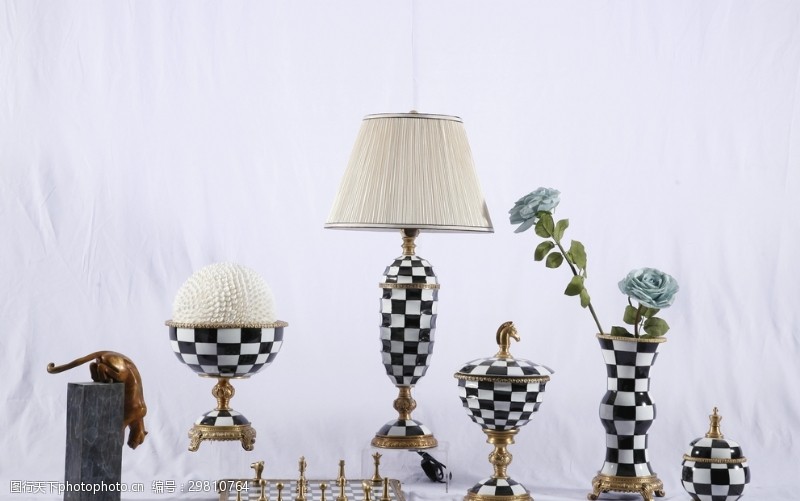 家居装饰素材创意时尚格子花瓶台灯摆件