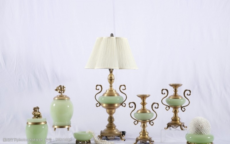 家居装饰素材创意陶瓷配铜罐子台灯烛台图