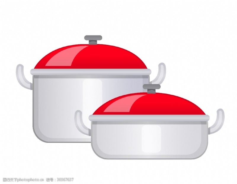 卡通红色锅具矢量元素