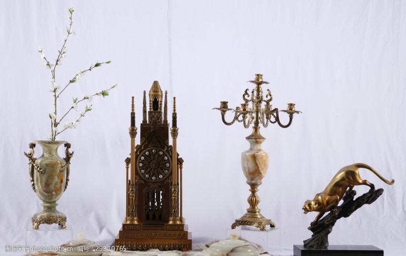 家居装饰素材中式花瓶烛台时钟摆件