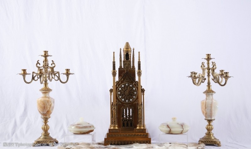 家居装饰素材中式烛台时钟陶瓷罐摆件