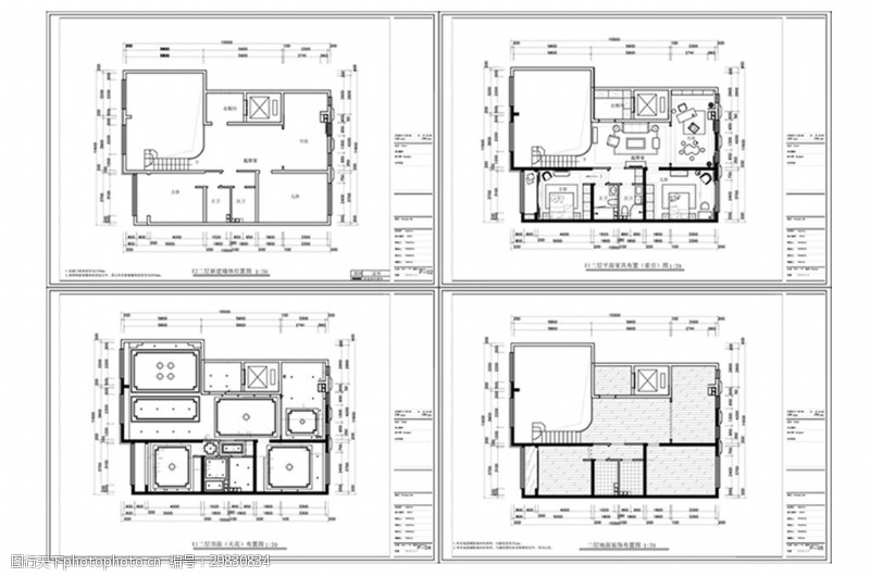 别墅平面方案CAD别墅户型施工图纸