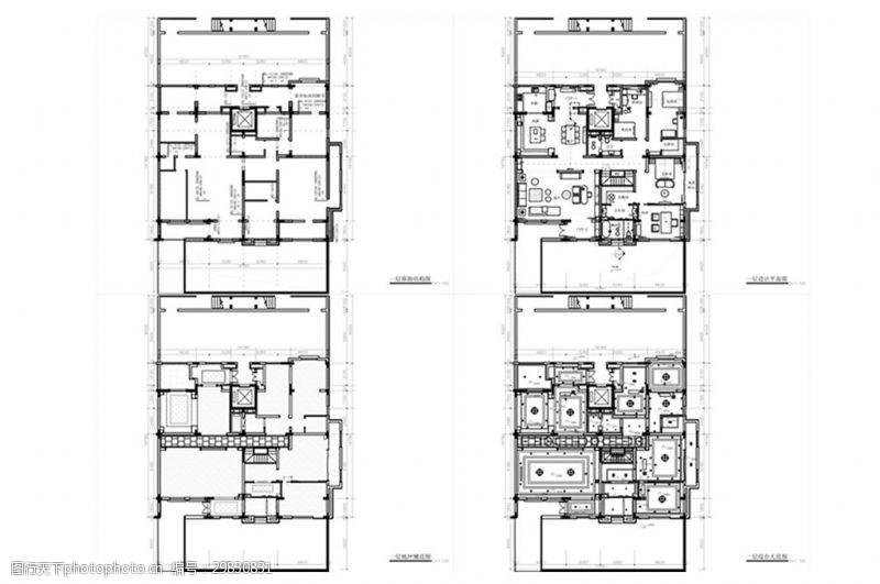 别墅平面方案CAD独栋别墅户型施工图