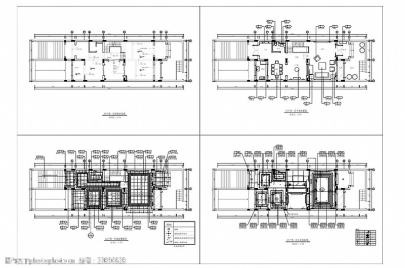 别墅平面方案CAD联排别墅户型施工图