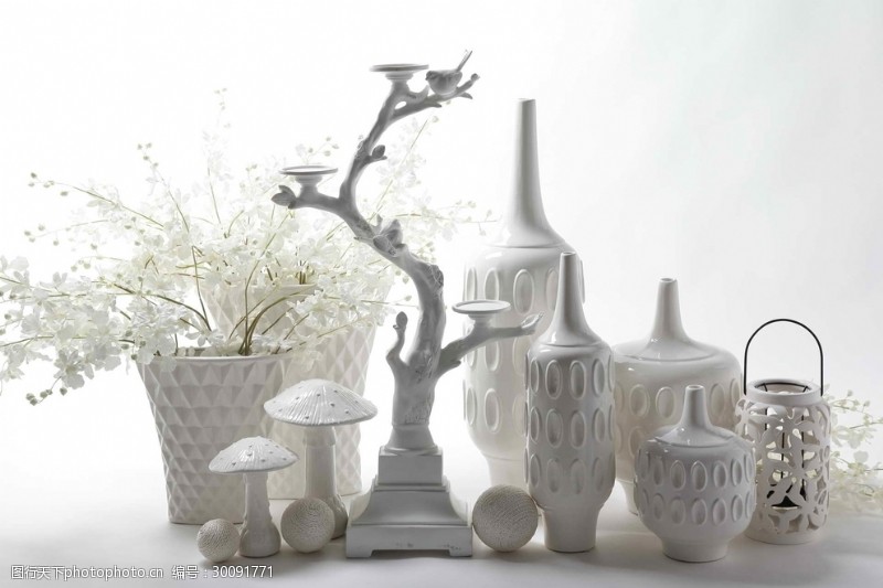 创意配件后现代创意白色烛台花瓶摆件