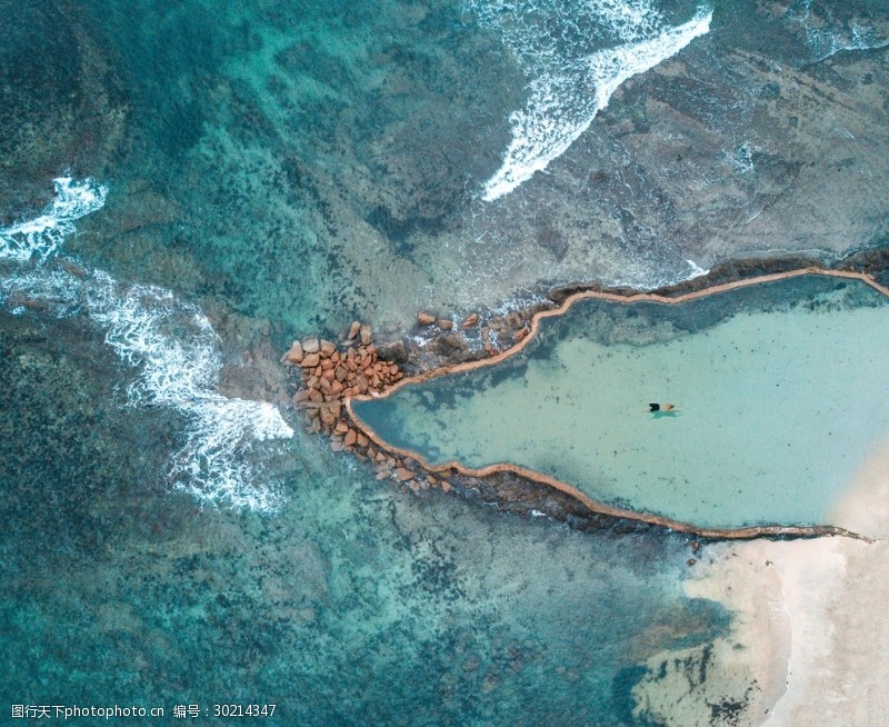 美丽湖泊景色鸟瞰海湾