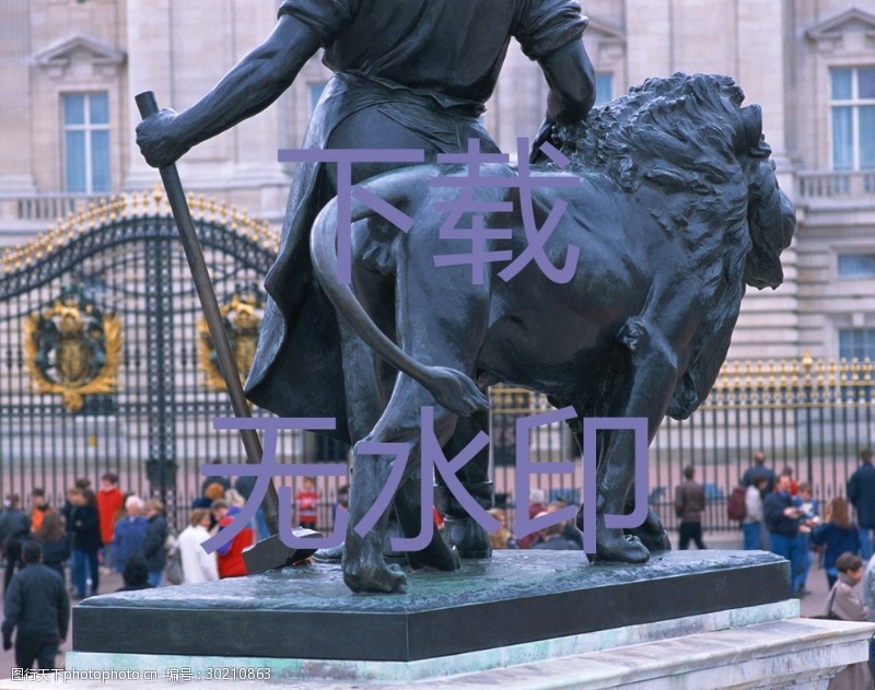 伦敦门英国狮子铜像