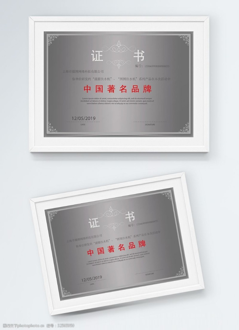 中国品牌证书中国著名品牌证书
