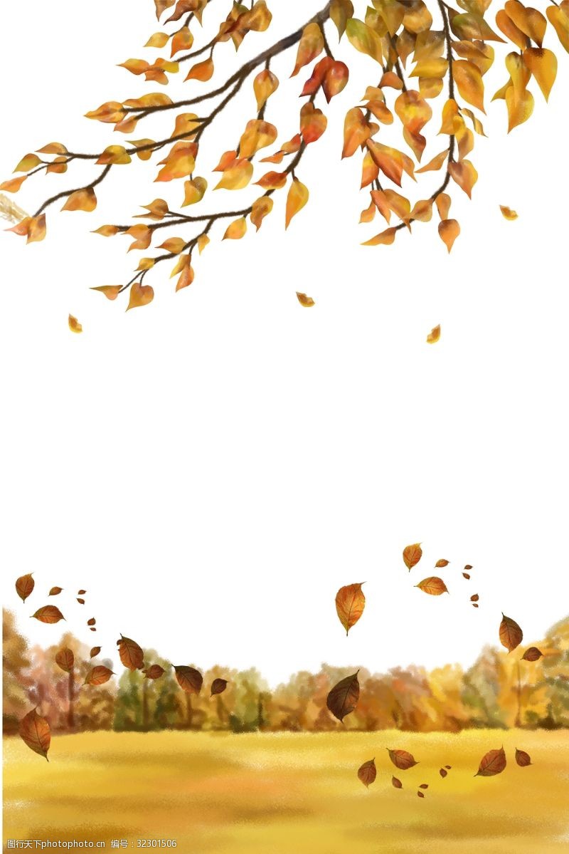 秋天插图秋天落叶景色主题边框